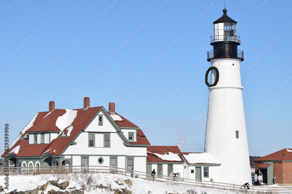 winter lighthouse snow ice