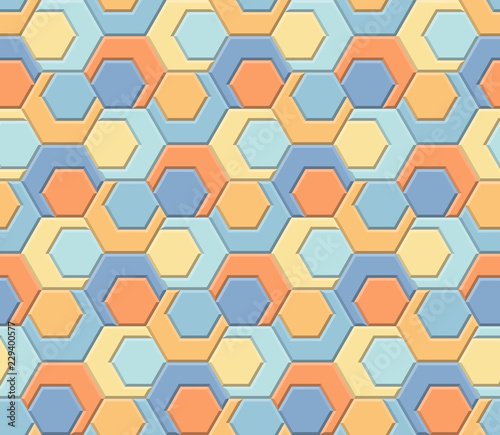 Hexagons and Triangles Seamless Pattern. Vector Geometric Abstract Background