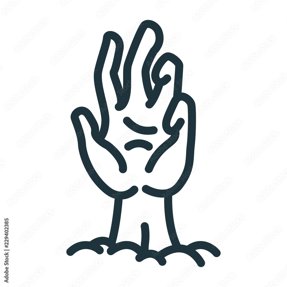 Obraz premium Zombie Monster Hand Arm Under Ground Minimal Flat Line Stroke Icon Pictogram