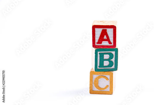 Toy building blocks on white background