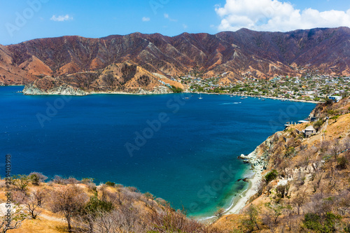 Taganga skyline cityscape Magdalena in Colombia South America photo