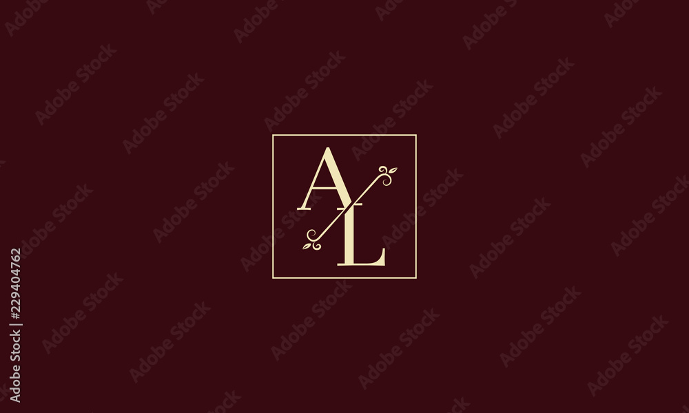 LETTER A AND L MONOGRAM LOGO WITH SQUARE FRAME FOR LOGO DESIGN OR ...