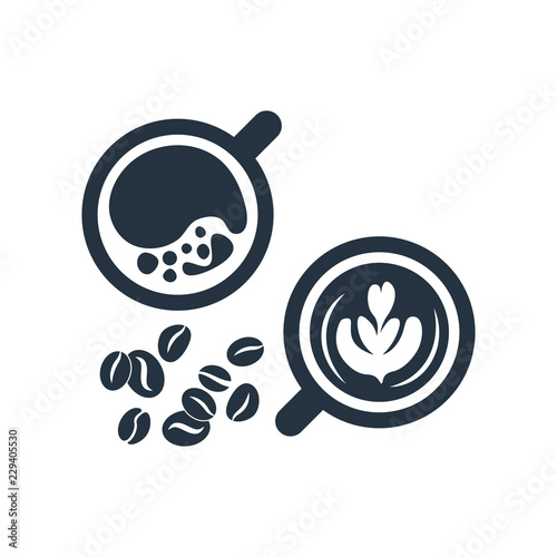 Double latte with beans isolated icon on white background, 400 coffee set, logo and sign