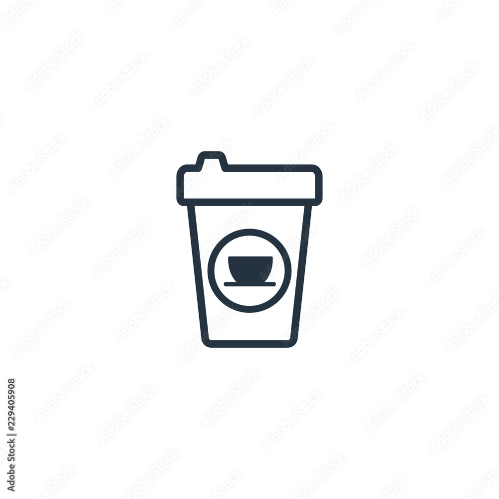 Paper cup isolated line icon on white background, 400 coffee set, logo and sign Paper cup isolated line icon on white background, 400 coffee set, logo and sign