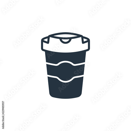 Paper cup isolated flat icon on white background, 400 coffee set, logo and sign