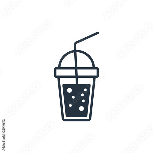 Iced coffee in plastic cup isolated icon on white background, 400 coffee set, logo and sign