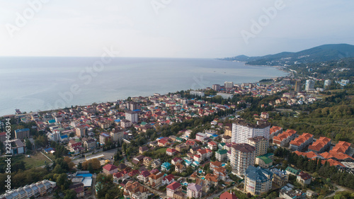 aerial view of a coastal town in mountains. Sochi, Russia © anton_shoshin