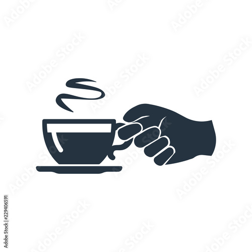 Coffee cup in hand isolated icon on white background, 400 coffee set, logo and sign