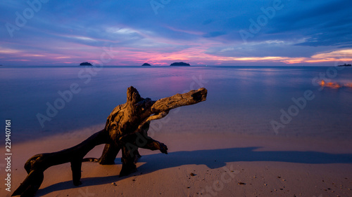Sunset and Elephant Roots at Kai Bae Beach, Koh Chang, Thailand
