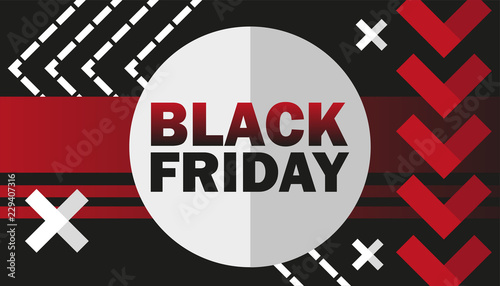 Black Friday Sale advertisement. Vector Illustration for your business design in red, white and black colors.