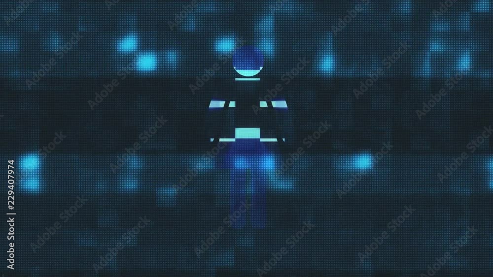 simple woman symbol glitch screen distortion display animation seamless loop background - New quality universal close up vintage dynamic animated colorful joyful cool nice video