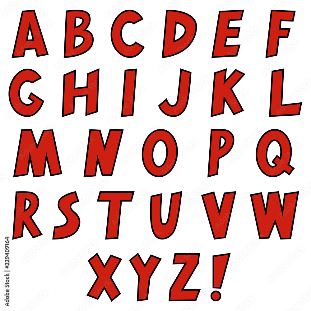hand drawn comic alphabet