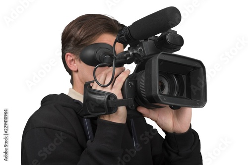 Closeup of a Cameraman Filming