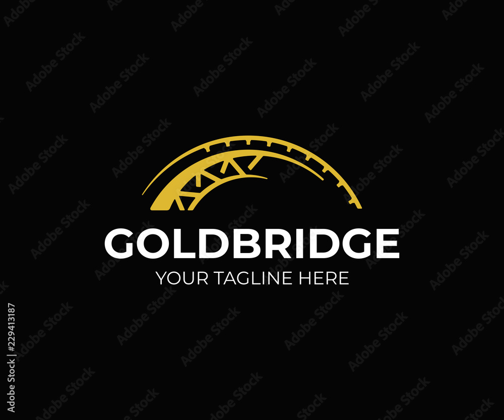 Golden bridge logo design. Abstract bridge vector design. Bridge construction logotype Golden bridge logo design. Abstract bridge vector design. Bridge construction logotype