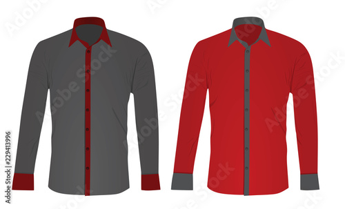 Grey and red long sleeved shirt. vector illustration