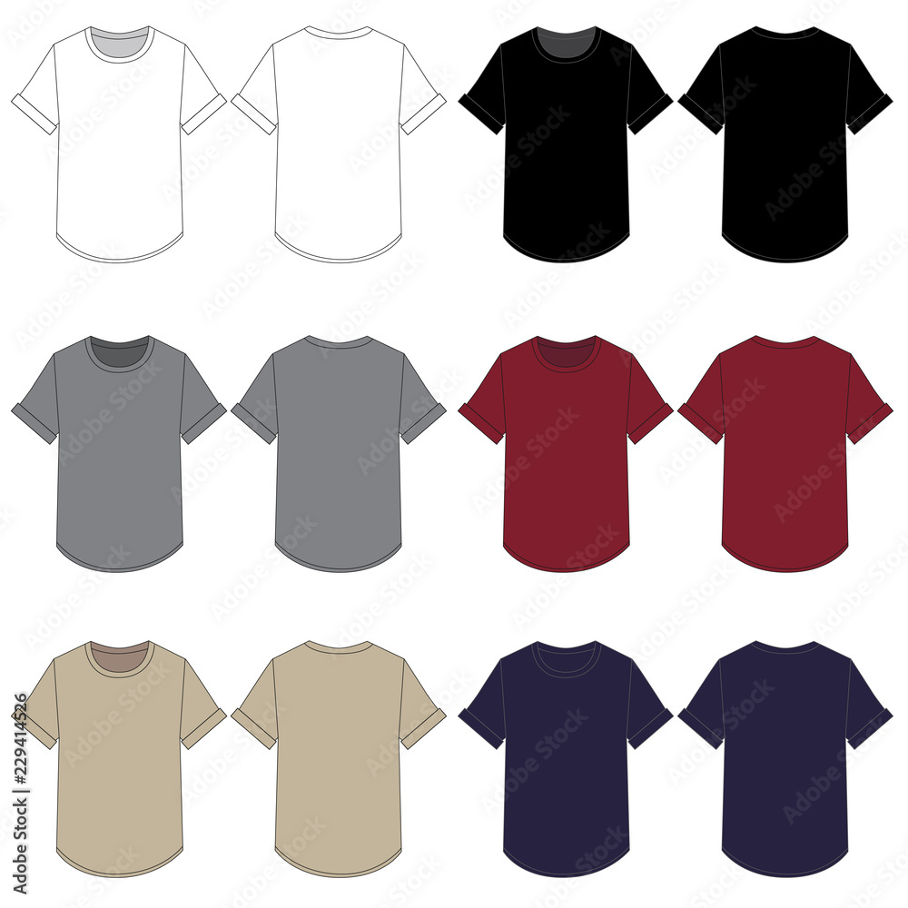 Vector Template for Rolled Sleeve Curve Hem Tee Vector Template for Rolled Sleeve Curve Hem Tee