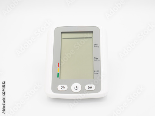Digital blood pressure monitor, front view