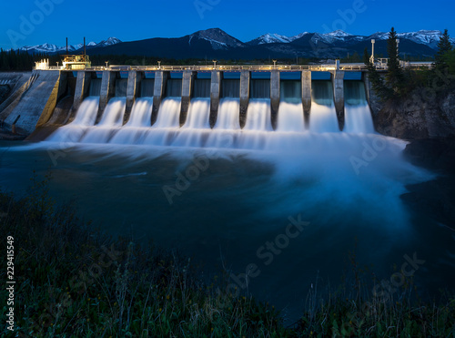 Seebe Hydroelectric Dam at Night