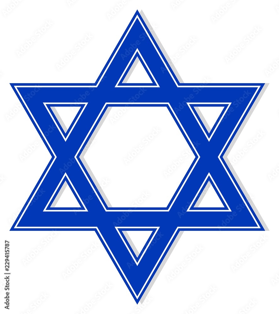 Blauer Davidstern auf einem isolierten weißen Hintergrund. Blauer Davidstern auf einem isolierten weißen Hintergrund.