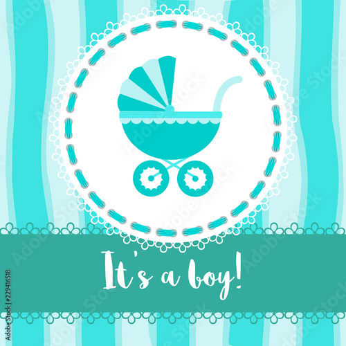 Baby shower card. It’s a boy. Vector illustration