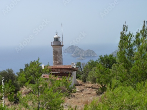 The lighthouse on the Adrasan peninsula on the Lycian Way, Turkey photo