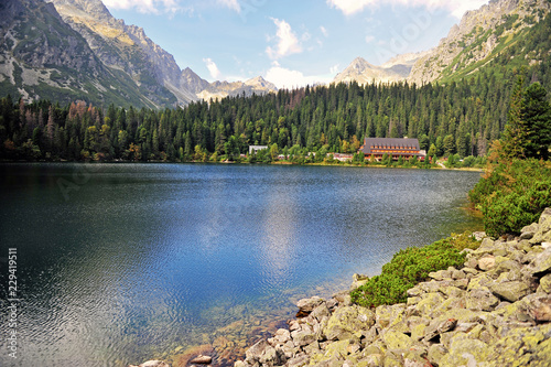 Beuutiful natural landscape with lake and mountains