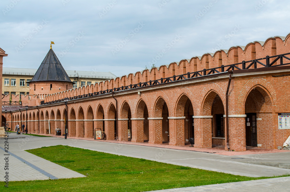 Tula. Tula Kremlin. The North-Western part of the Kremlin walls and the 