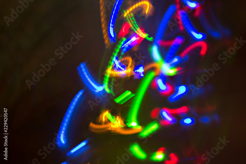 lights blurred neon bokeh on dark background