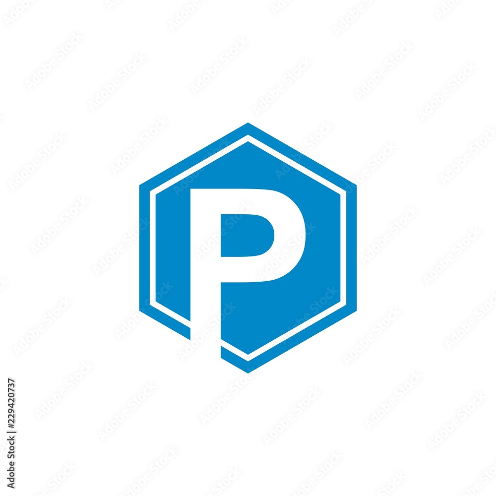 P blue hexagon logo