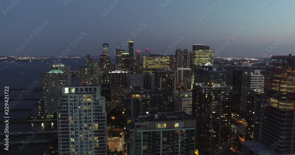 Aerial of Jersey City at Night Aerial of Jersey City at Night