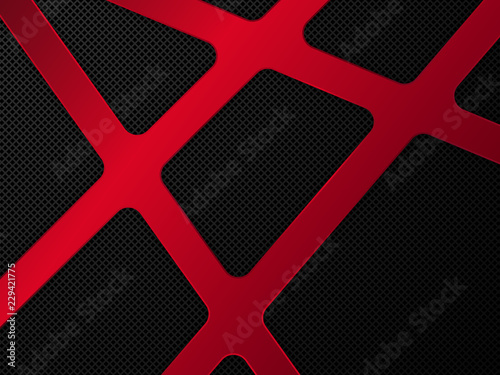Red and black metal background. Abstract vector illustration