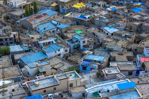 the streets of the old city from a height in the evening photo
