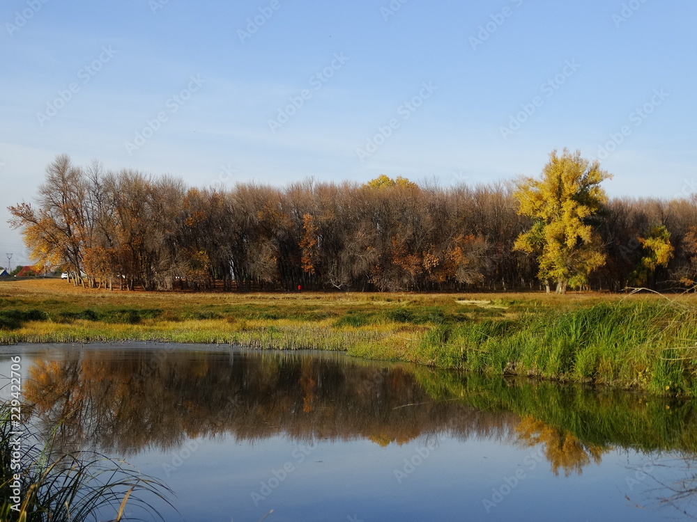 Autumn evening on the river Autumn evening on the river