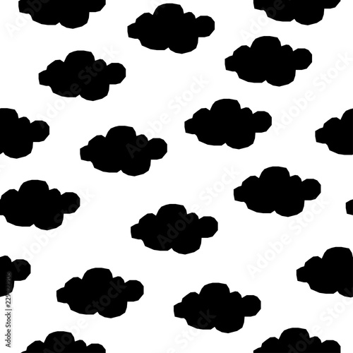 Handmade contrast seamless pattern. Childish craft monochrome wallpaper for birthday card, baby nappy, school party advertising, shop sale poster, holiday wrapping paper, textile, bag print etc.