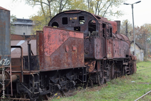 Old locomotive, abandoned, rusty, Krakow, Plaszow