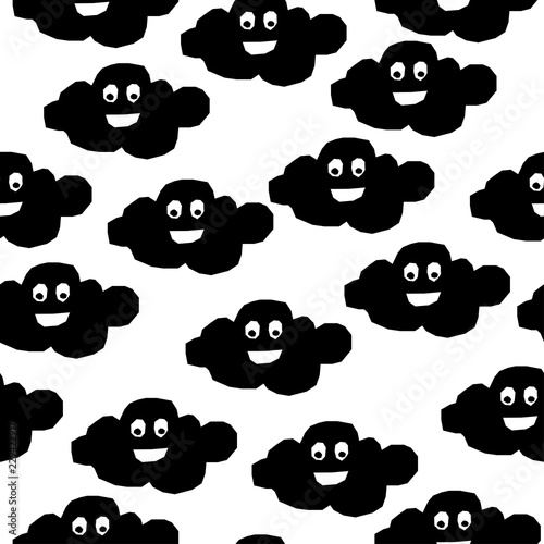 Handmade contrast seamless pattern. Childish craft monochrome wallpaper for birthday card, baby nappy, school party advertising, shop sale poster, holiday wrapping paper, textile, bag print etc.