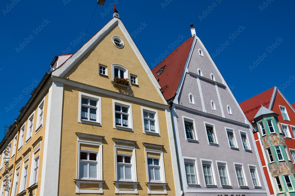 Colorful houses, historic old town. Landsberg am Lech, Germany