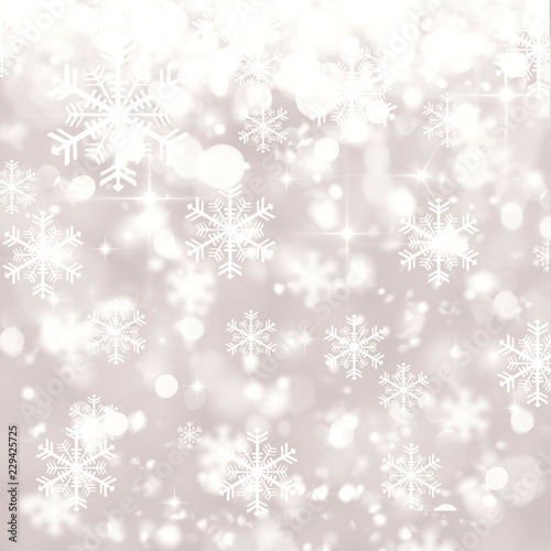 Silver blurred bokeh background  winter  Christmas  snowfall  snowflakes  white circles  gray  glitter