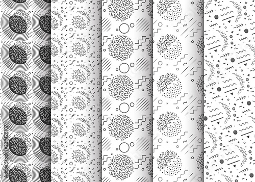 Memphis seamless patterns, available in swatches panel