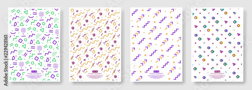 Memphis style covers, Seamless background available in swatches panel