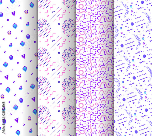 Memphis seamless patterns available in swatches panel