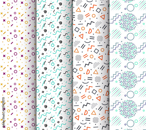 Memphis seamless patterns available in swatches panel
