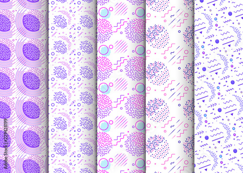 Memphis seamless patterns available in swatches panel