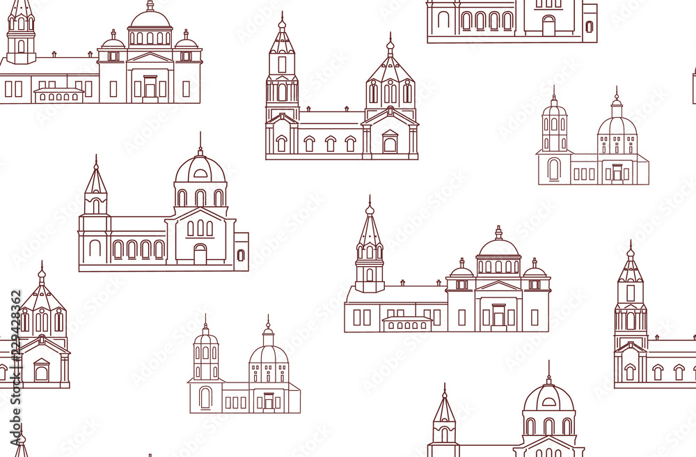 Fototapeta premium vector illustration of church vintage building pattern