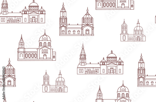 vector illustration of church vintage building pattern