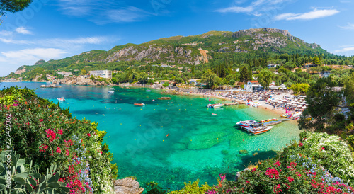 Panoramic view of Paleokastritsa bay, Corfu island, Greece photo