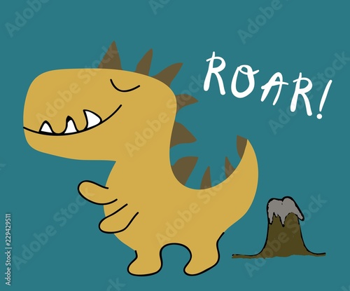 childish dinosaur boy vector print . chldish illustration for t shirt, kids fashion, fabric photo