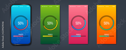 Creative vector illustration of mobile app progress bar loading isolated on transparent background. Art design preloader template. Abstract concept graphic upgrade, update, download diagram element