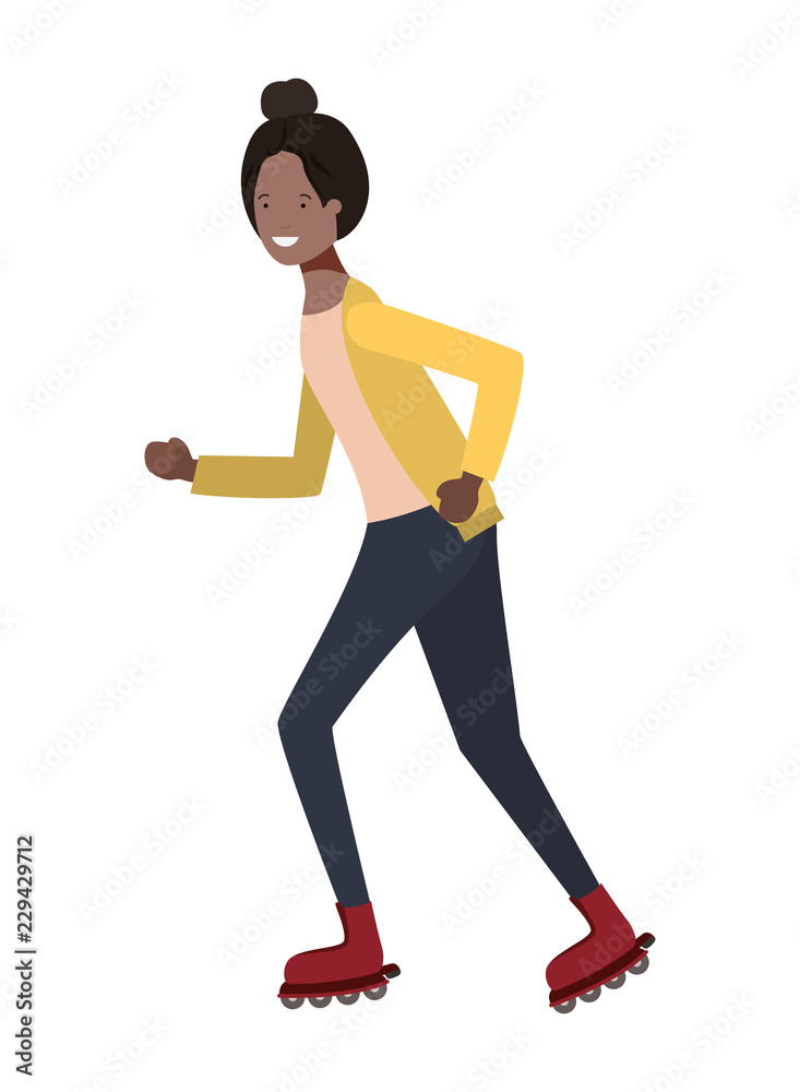 young woman with roller skates avatar character young woman with roller skates avatar character