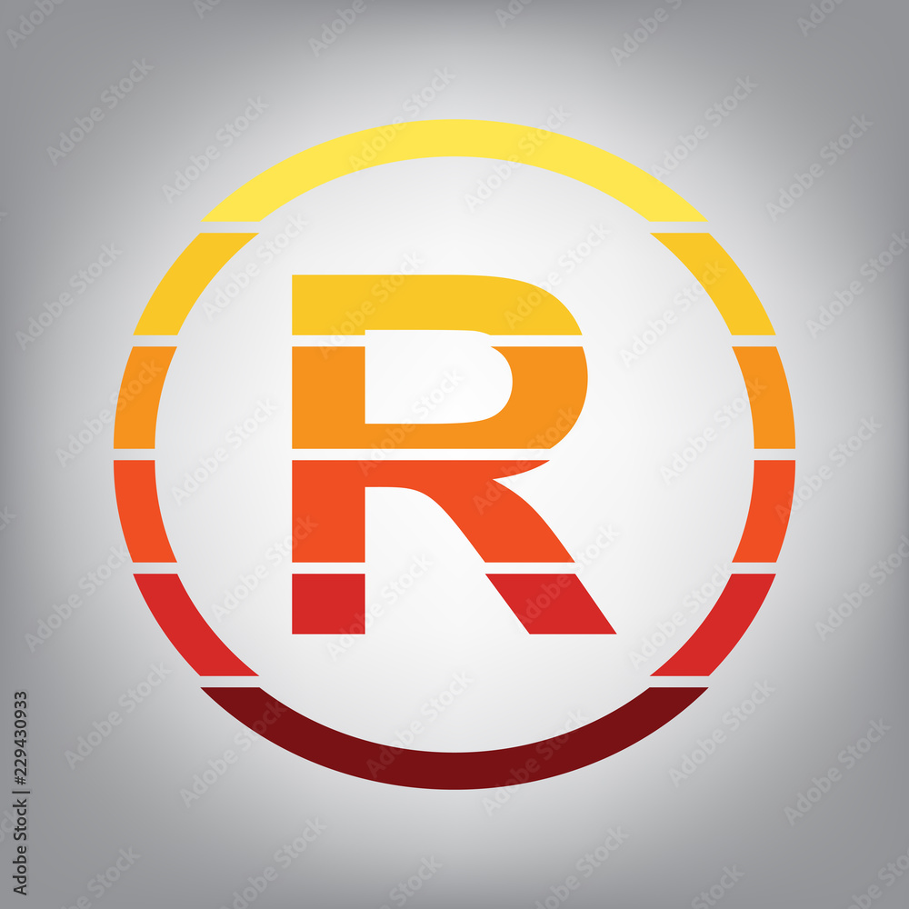 Registered Trademark sign. Vector. Horizontally sliced icon with Registered Trademark sign. Vector. Horizontally sliced icon with